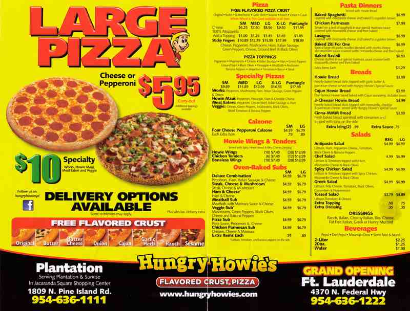 Hungry Howies Menu