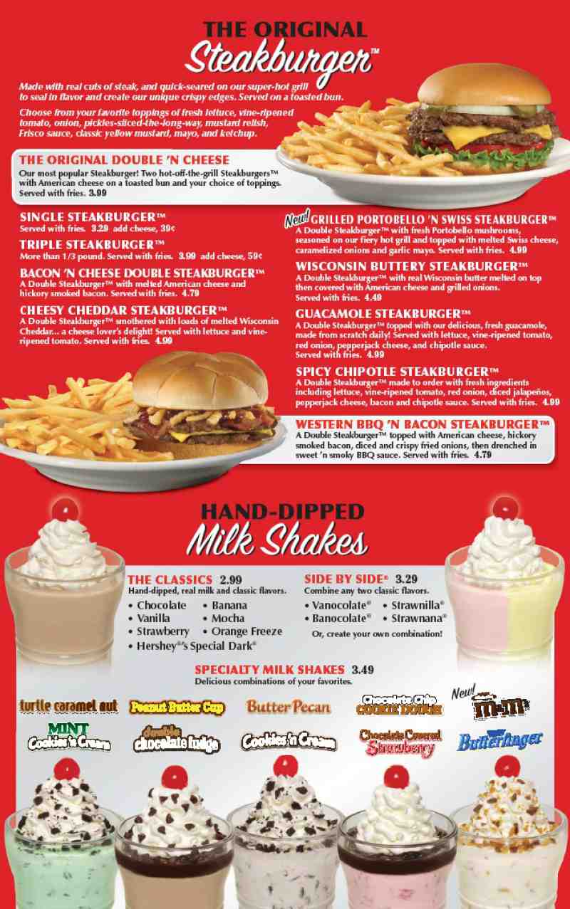 steak and shake menu